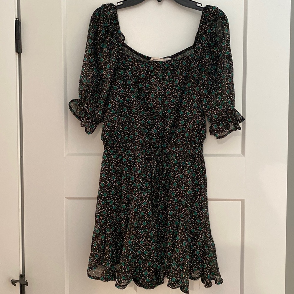 Black and green floral romper